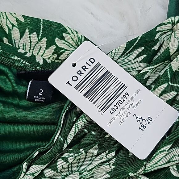 Torrid -236 Stretch Mesh Cropped Shirred Cami Top Green Women's Plus size 2 - 2X - Picture 4 of 6